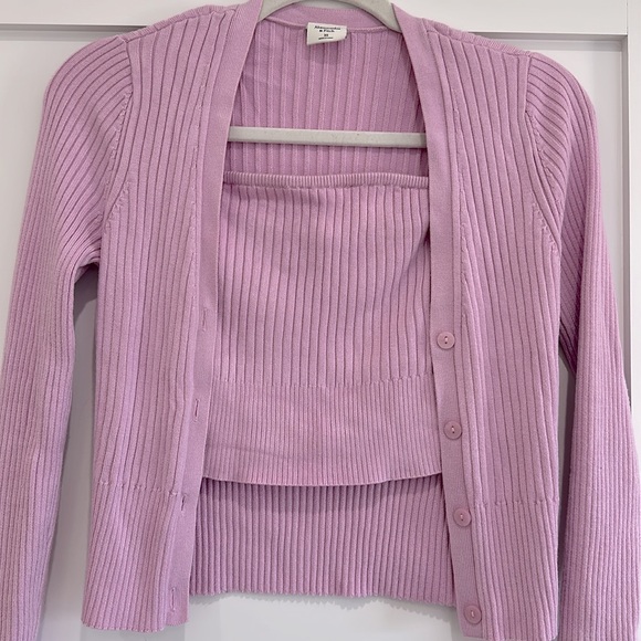 A&F Ribbed Cardigan & Tube Top Set - Picture 2 of 3